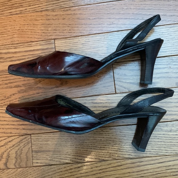 LIZ CLAIBORNE- brown leather upper slingback dress shoes 3” heels - Picture 3 of 12